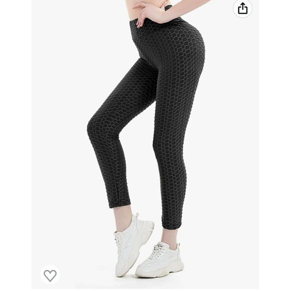 Women's Leggings Textured High Waisted Butt Lift Booty Yoga Workout Sz Large - Picture 2 of 8